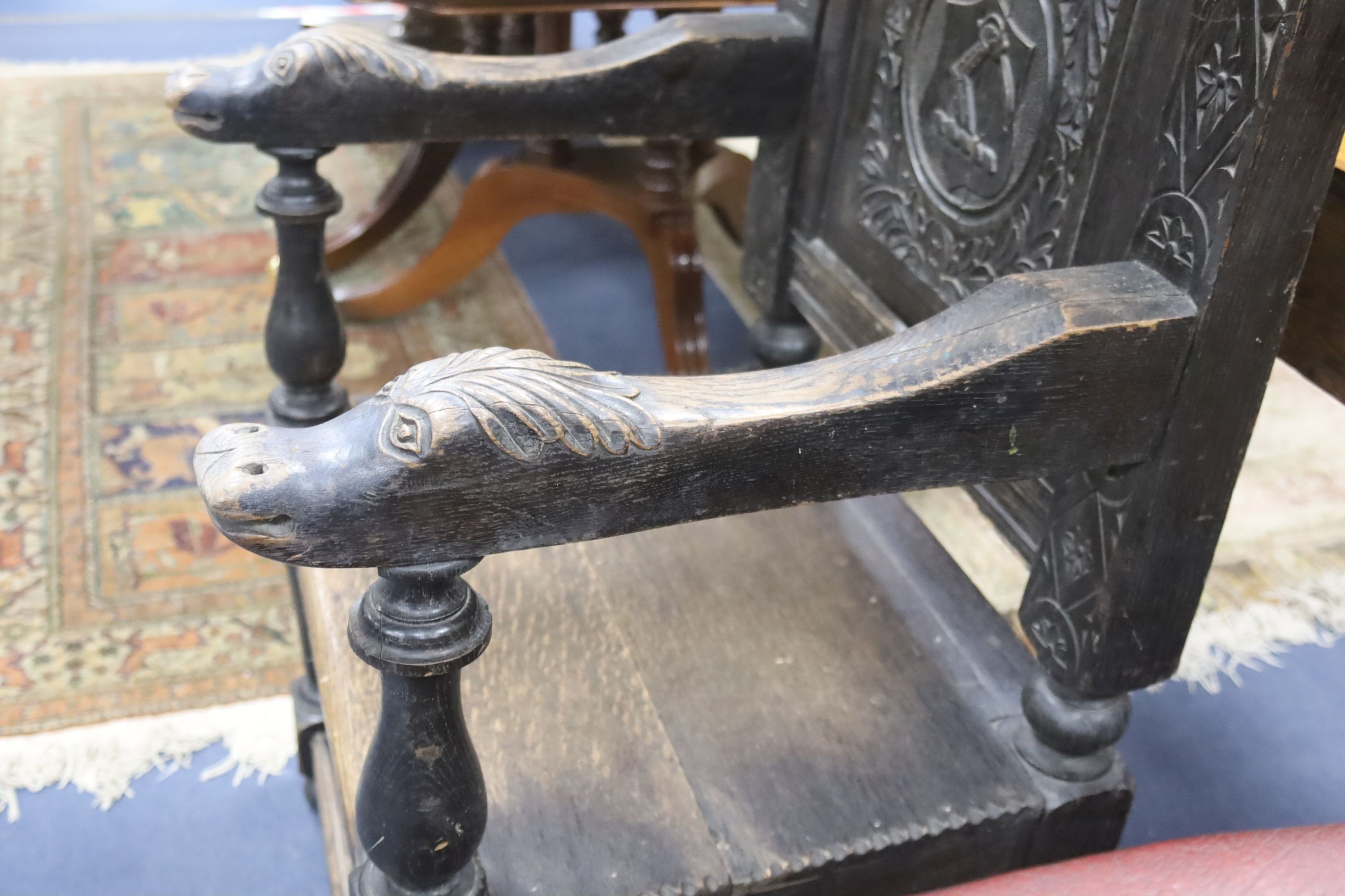 An oak wainscot chair in 17th century style